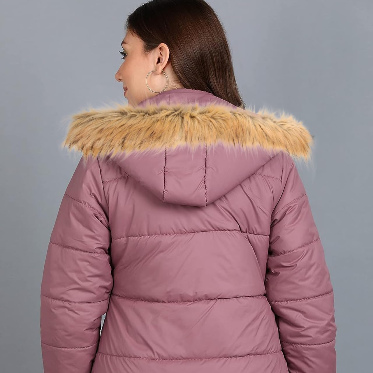 GALPADA Faux Fur Hood Trim Replacement Detachable For Coats Neck Warmer Brown - Image 6