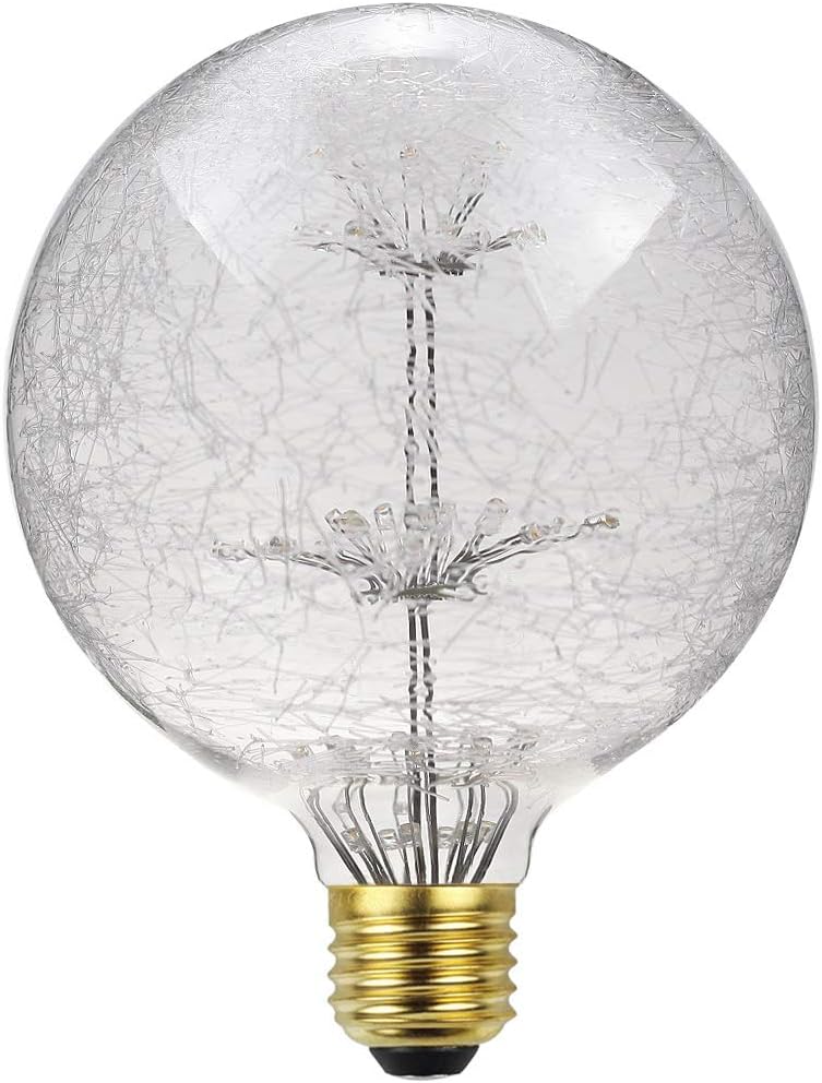 Vintage Led Bulb Big Globe Edison Style G125 Starry Led Bulb 3W 2200Kelvin Warmth Glow Decorative Moon Light Bulb