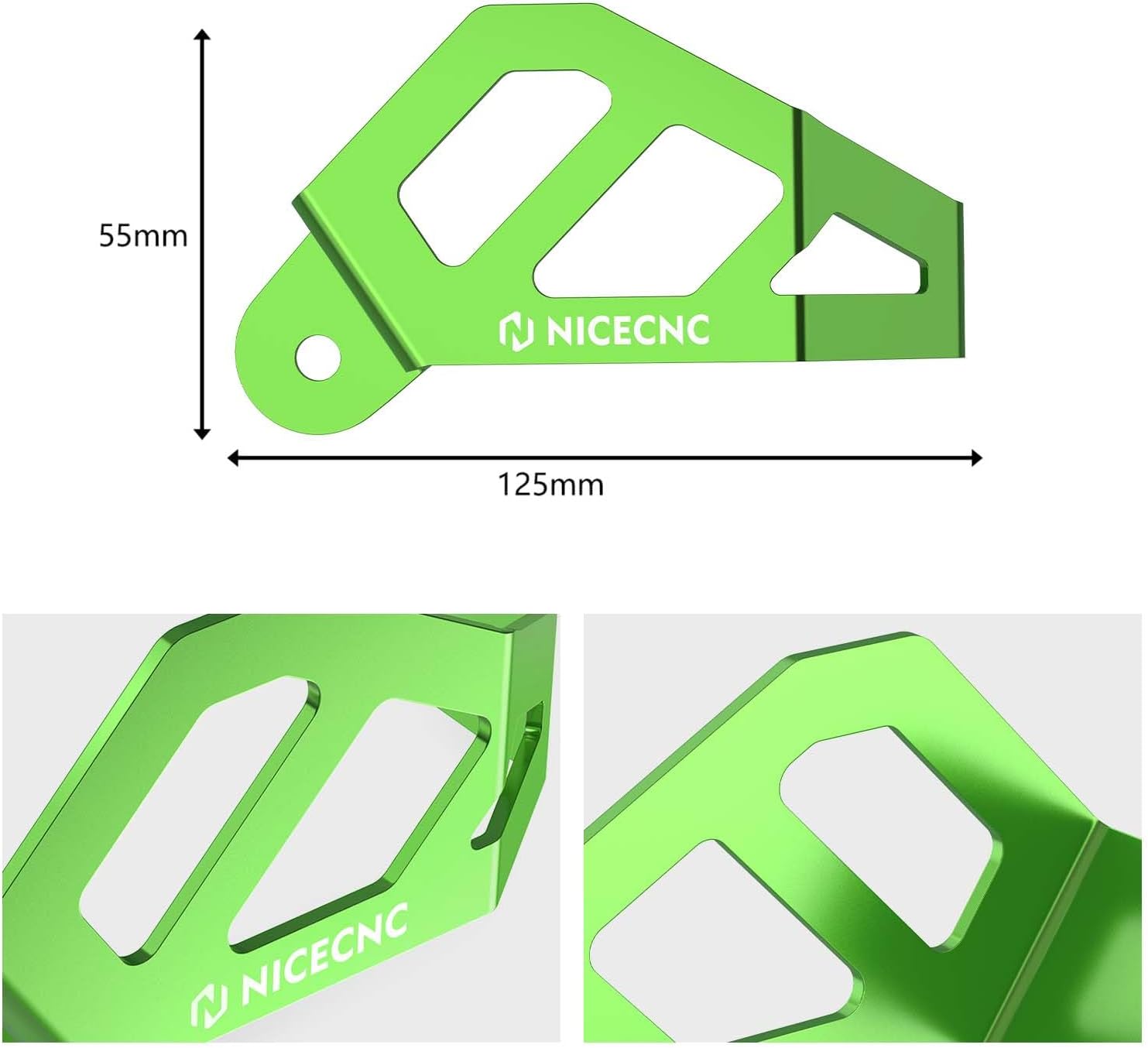NICECNC Green Rear Caliper Guard Compatible with Kawasaki KX125 KX250 KX500 1994-2002 KDX200R KLX300R 1997-2002 KDX200 1995-2002 KLX250SF 2009-2010 KLX250S 2010-2014 KLX250 2018-2020 See Fitment