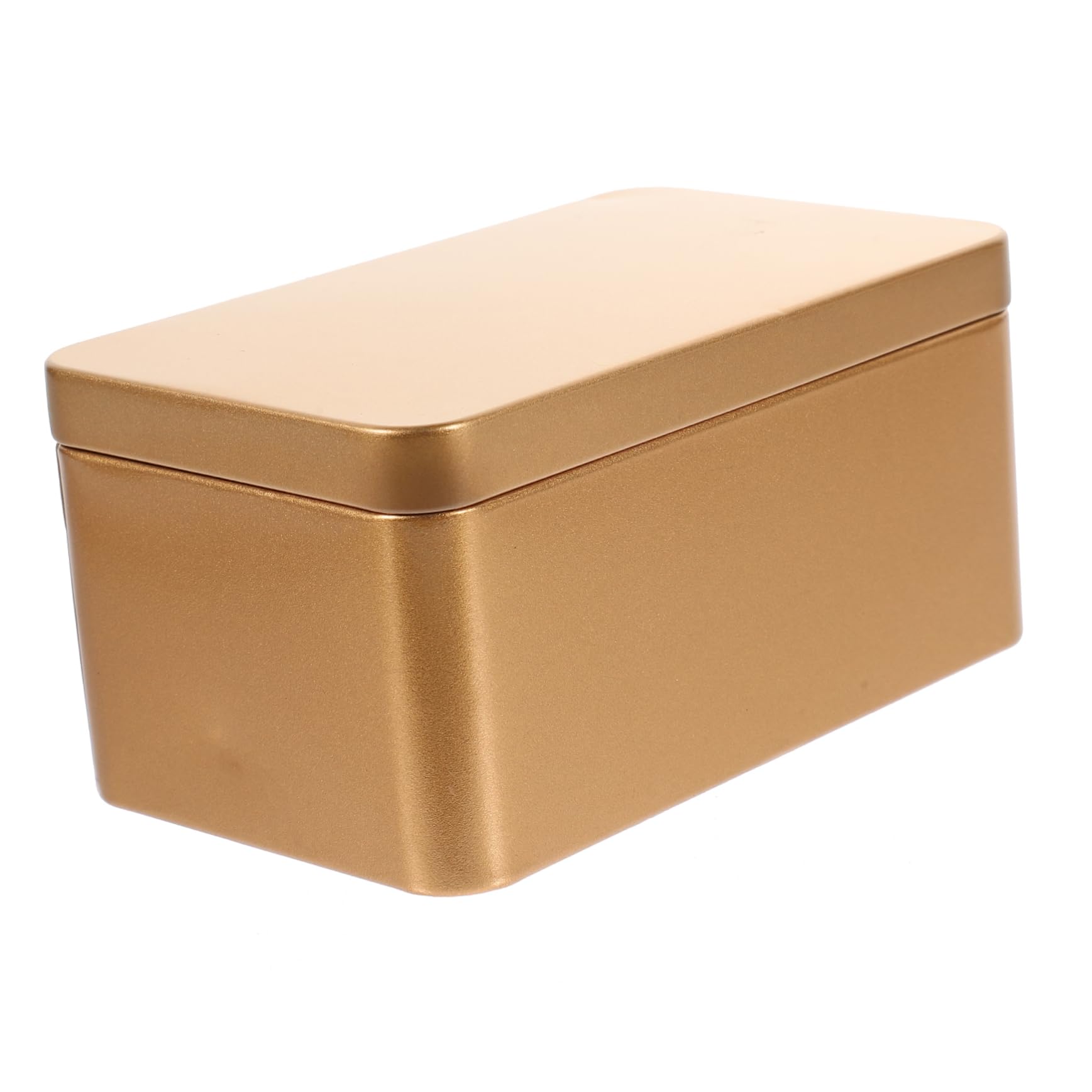 VALICLUD Rectangular Tinplate Tea Leaf Storage Container Mini Portable Organizer for Home Golden for Candies Snacks and Items Easy to Open Design