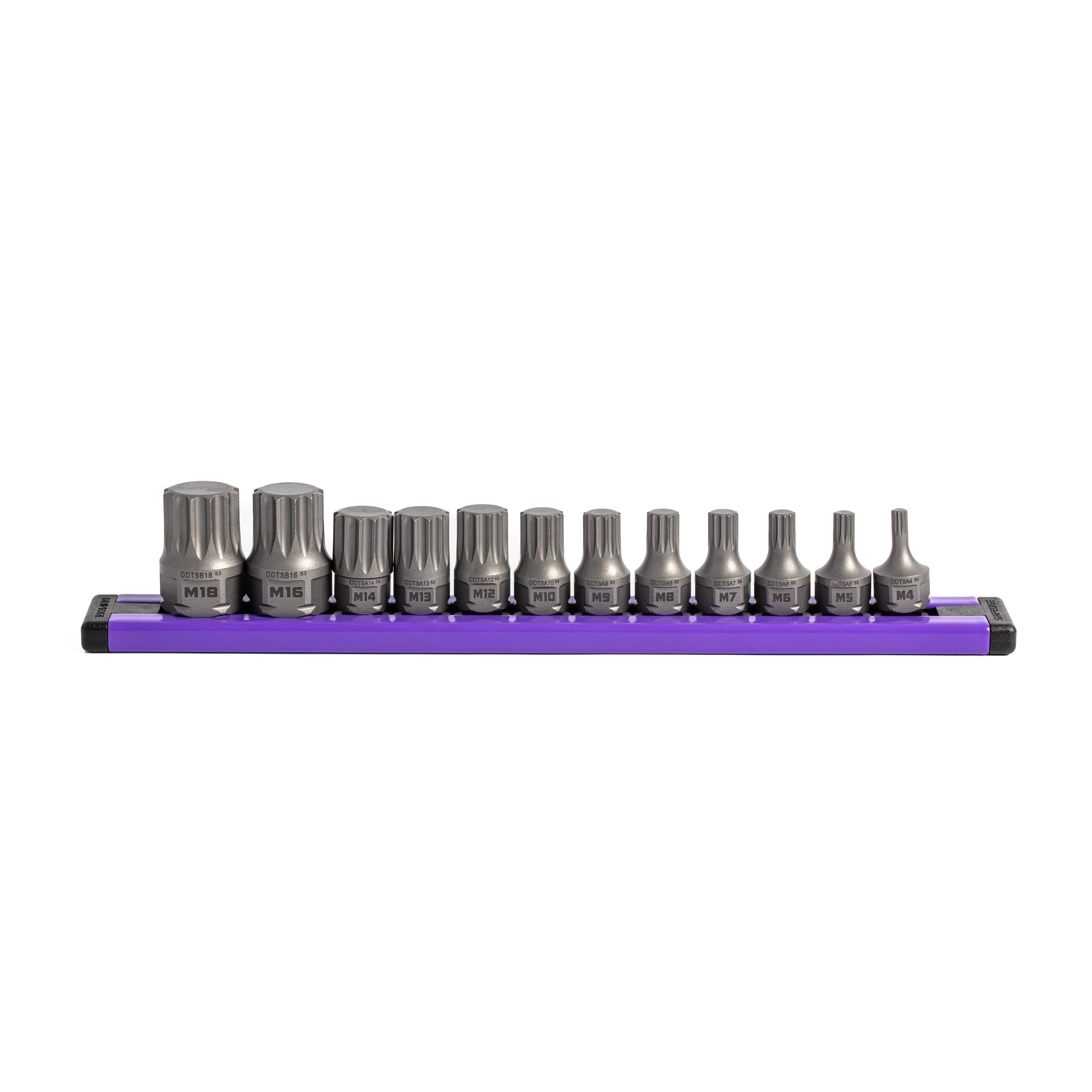 Grip Edge | 12-częściowy zestaw bitów RPT 1/4 i 3/8 Drive Low Profile Triple Square Dual Action Driver Bit Set | zawiera rozmiary - M4-M18 | zawiera aluminiową szynę gniazdową premium |