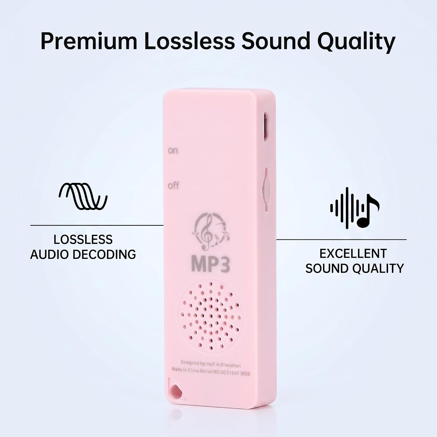 GOWENIC MP3 Player, Mini Portable Music Player with Lossless Sound Quality and Long Battery Life, Supports 64GB Memory Card Expansion, for Students (Pink)