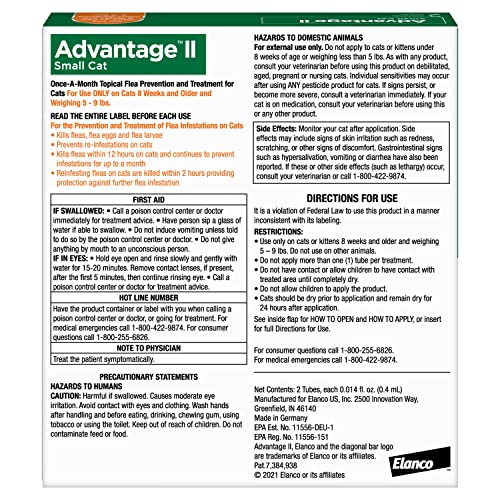 Advantage II Small Cat Vet-Recommended Flea Treatment & Prevention | Cats 5-9 lbs. | 2-Month Supply - Image 3