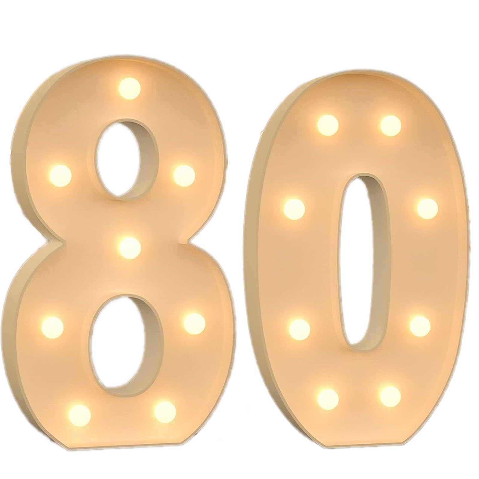 SQWHIIY Marquee Light Up Numbers DIY Mosaic Numbers 10th 30th 50th Backdrop Decor Pre-Cut Foam Board Birthday Party Kit for Anniversary Decor (Color : Number 80, Size : 70CM/28inch)