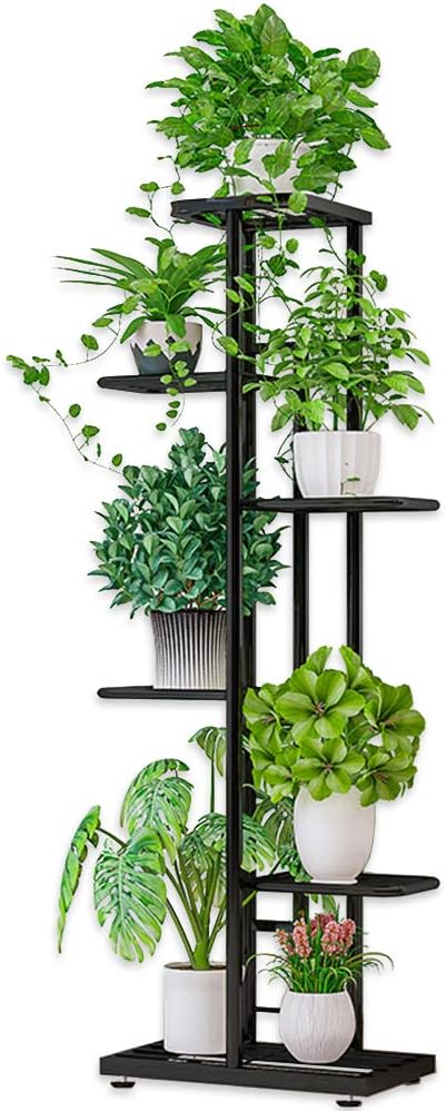 Amazon Qinnkjia プランタースタンド フラワースタンド ガーデンラック 鉢スタンド アイアン 植木鉢 棚 シェルフ 花台 収納 玄関 飾り 収納ラック 花置き棚 シンプル おしゃれ 6段 108cm ダークシルバーグレー フラワースタンド 園芸ラック