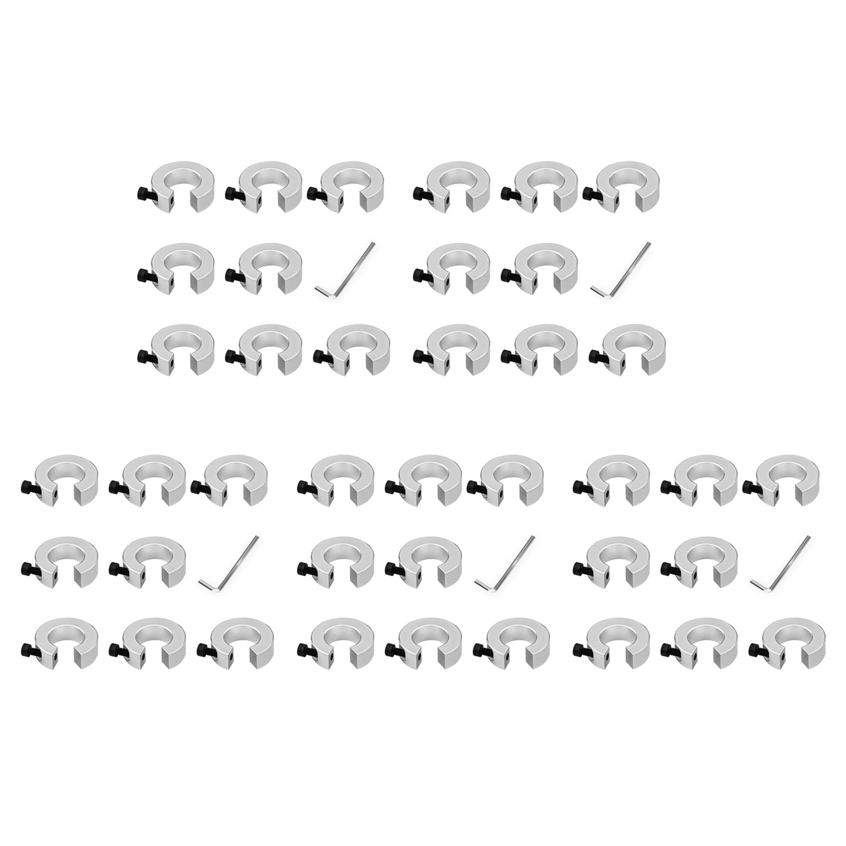 Jnchdghwa Silver 40Pcs Sbr20 Linear Rail Stop Collars Aluminum Alloy Shaft Limit Fixing Rings With Wrench, Linear Rail Shaft Stop Collars