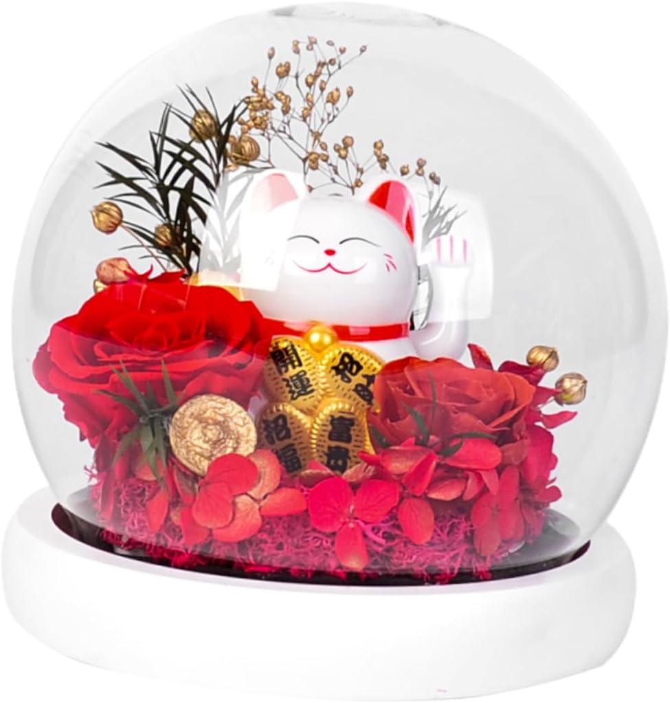 1pc Eternal Flower Adornment Glass Dome Preserved Rose Bouquet Creative Cat Box for Christmas Valentine Day and Special Occasions Bright Colors for Any Celebration