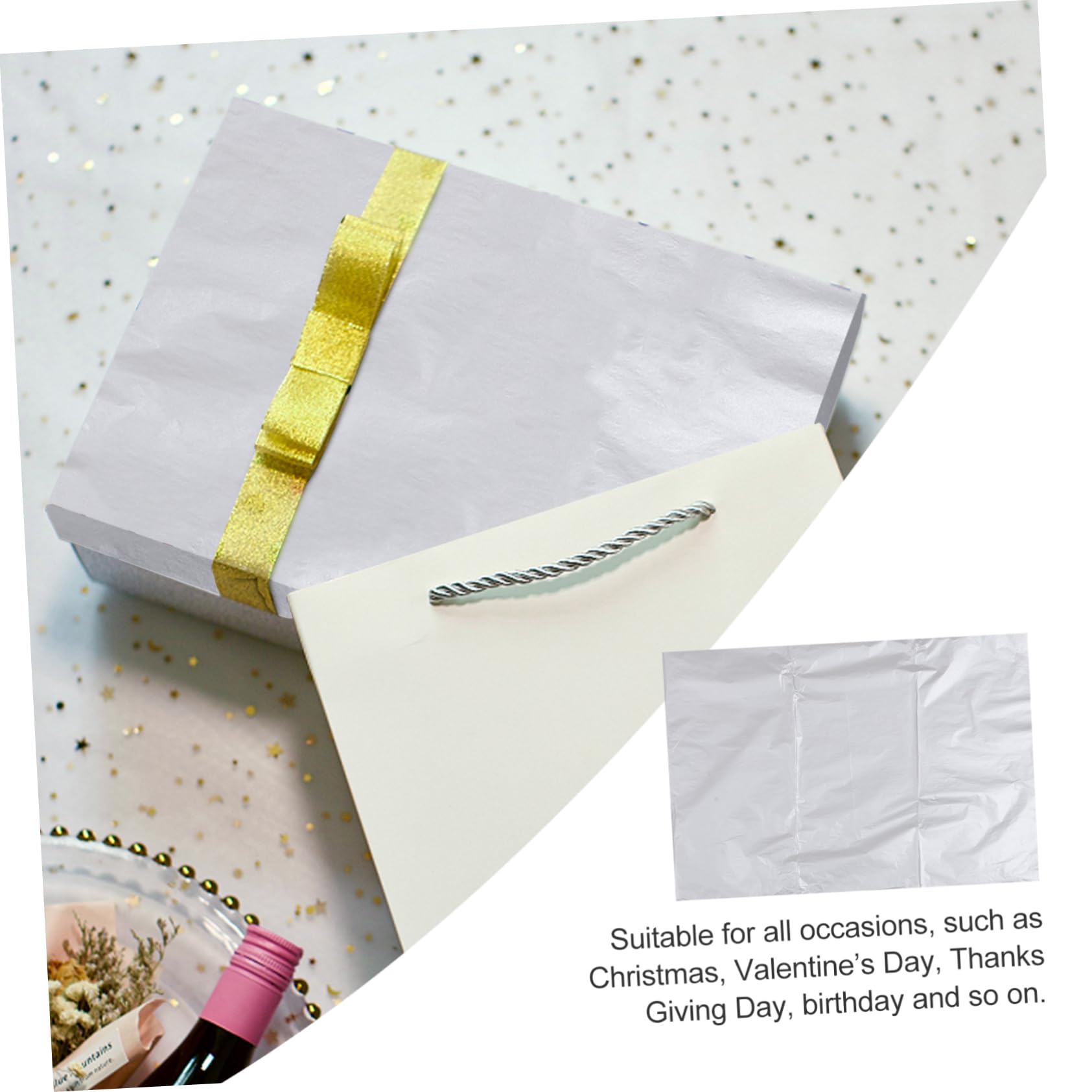 Carta Velina Decorativa da Regalo 100 Pezzi in Carta Argento