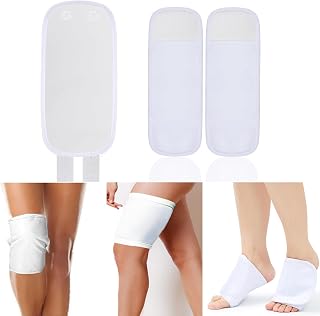 3 Pack Castor Oil Wrap, Castor Oil Feet Pack Reusable Castor Oil Organic Cold Pressed Unrefined for Feet, Calf and Knee to Improve Circulation, Relieves Inflammation Oil Not Included (White)