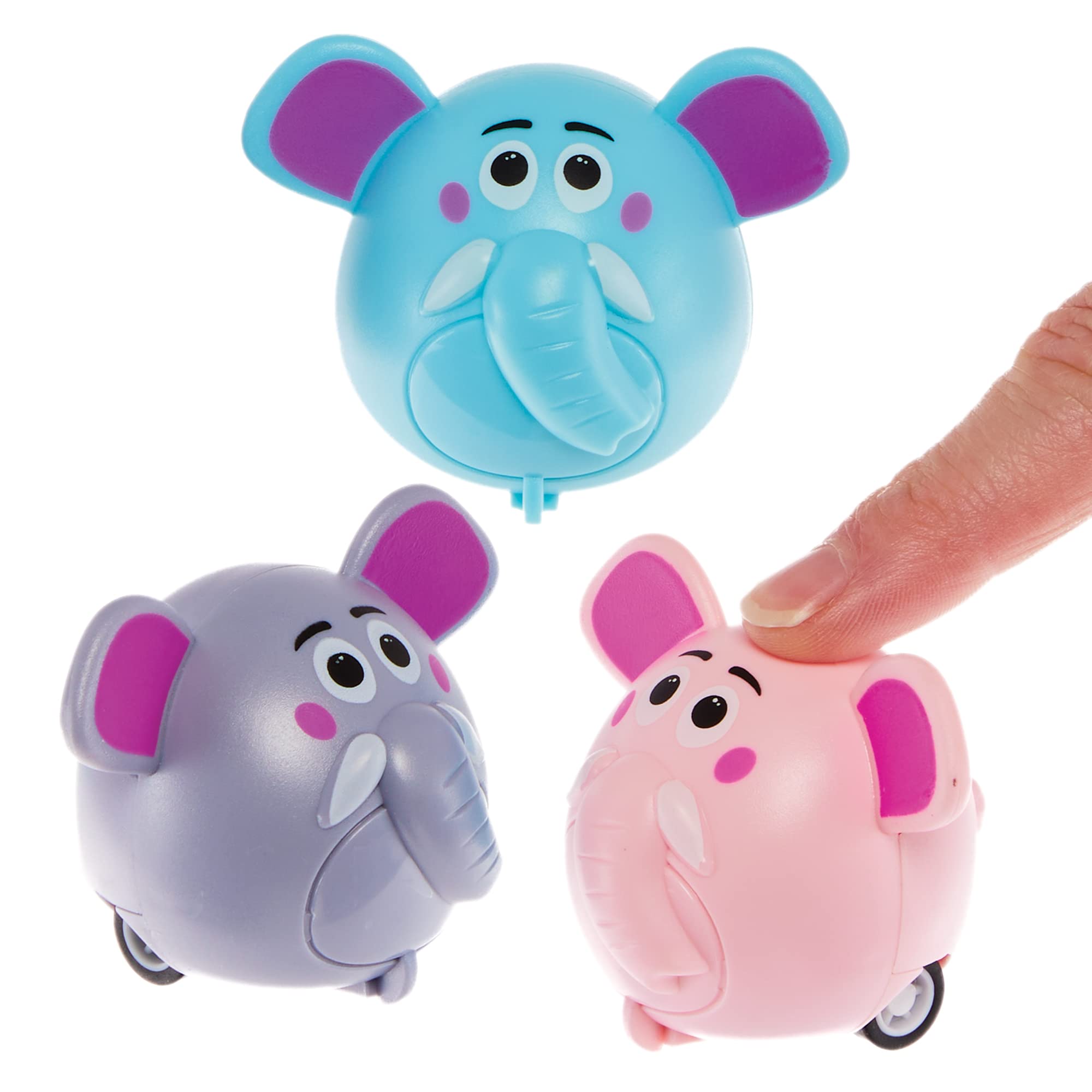 Baker Ross FX826 Elephant Pull Back Racers - Pack of 6, Racing Toys for Kids Party Bags