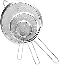 مجموعة مناخل ومصافي شبكية دقيقة من الفولاذ المقاوم للصدأ - منخل معدني مقاوم للصدأ للدقيق والخبز والطهي والتصفية والغسيل، مجموعة مكونة من 3 قطع