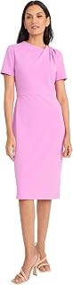 Maggy London Women's Chic Asymmetric Crew Neck Short Sleeve Below The Knee Womens Dresses