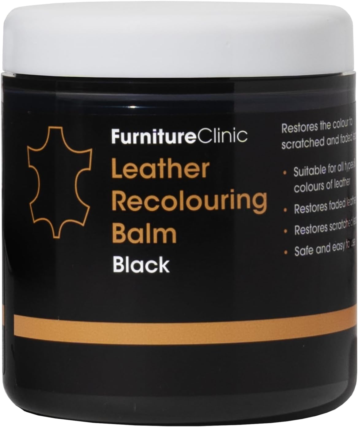 Furniture Clinic – Leder farbauffrishungs Balsam bei Kratzern Abschürfung Ausbleichung für Sofa, Autositze, Schuhe und Kleidung – 16 Farben - 250ml -Schwarz