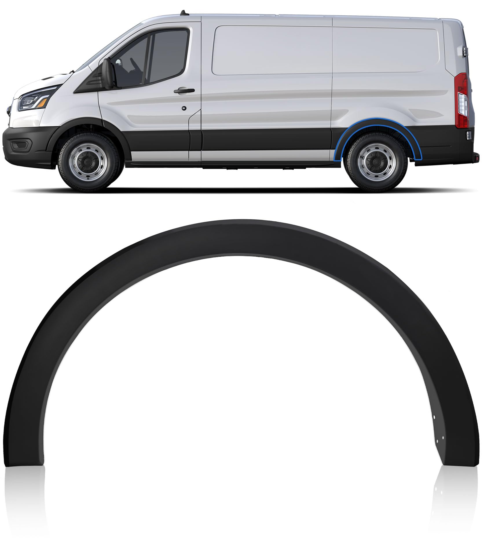 Rear Left Fender flare Molding Trim Wheel Cover Compatible with 2015-2023 Ford Transit 150 250 350,Rear Driver Side Fender Trim Replace for CK4Z61280K97AC FO1790121