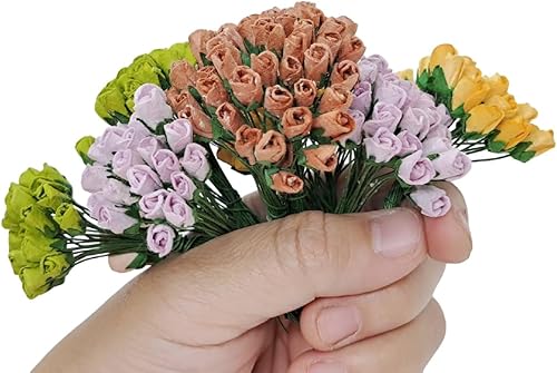Miniatura 2 de ChangThai Design Pequeñas rosas de papel de rosa vieja clara de  pulgadas de diámetro, 50 piezas de ramo de flores para álbumes de recortes,