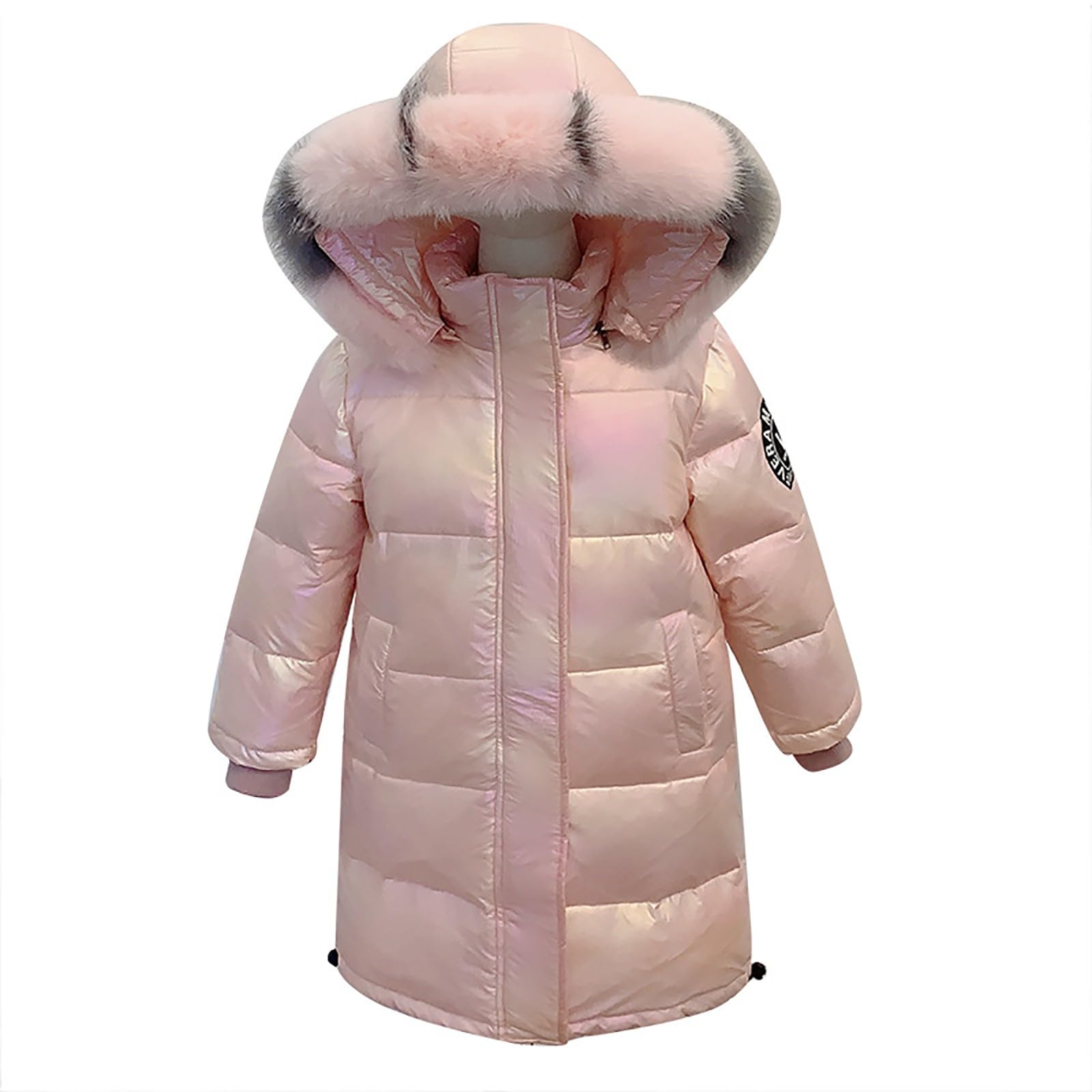 Winterjacke Kinder Steppjacke Mädchen Mantel mit großem Pelzkragen Daunenjacke PufferJacke
