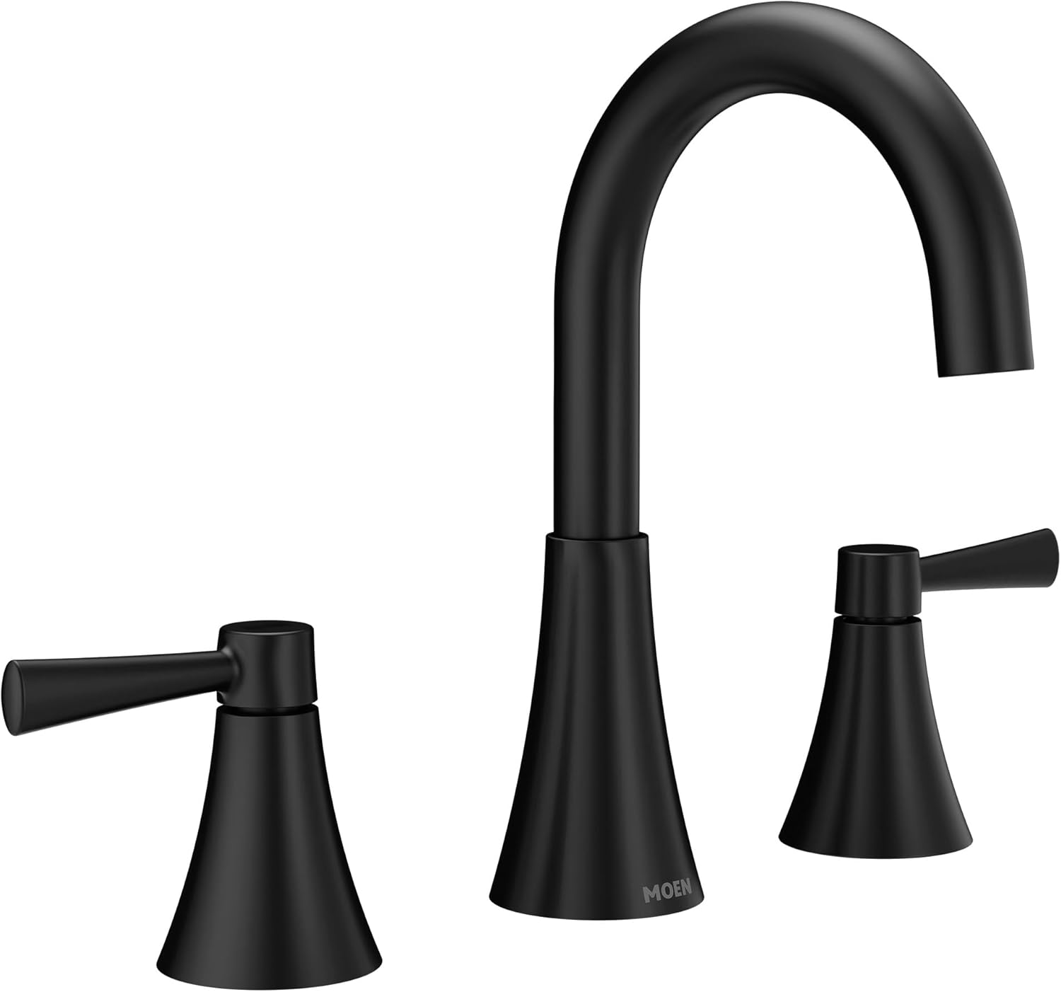 Moen Ronan Matte Black Two-Handle Widespread Modern Bathroom Faucet, Valve Included, 84023BL