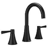Moen Ronan Matte Black Two-Handle Widespread Modern Bathroom Faucet, Valve Included, 84023BL