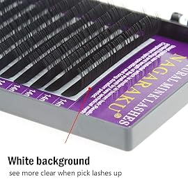 NAGARAKU Eyelash Extensions 0.10 mm C curl 16mm Premium Individual Classic Lashes Soft Natural Matte Black 16 rows Professional Beauty Salon Supplies - Purple Card