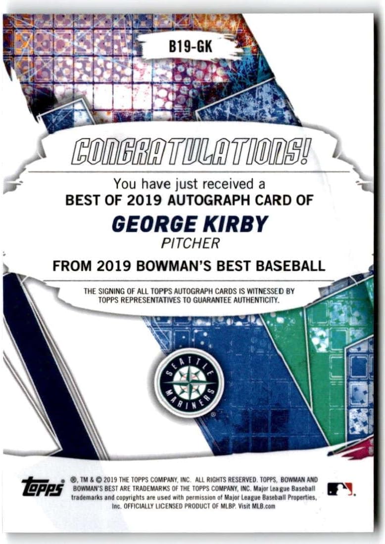 Baseball Trading Card 2019 Bowman's Best Best of 2019 Autographs #B19-GK George Kirby EX/NM Auto Mariners