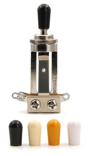 Switchcraft 3-Way Toggle Switch for Gibson Les Paul - Long Straight with Genuine Black Switchcraft Tip