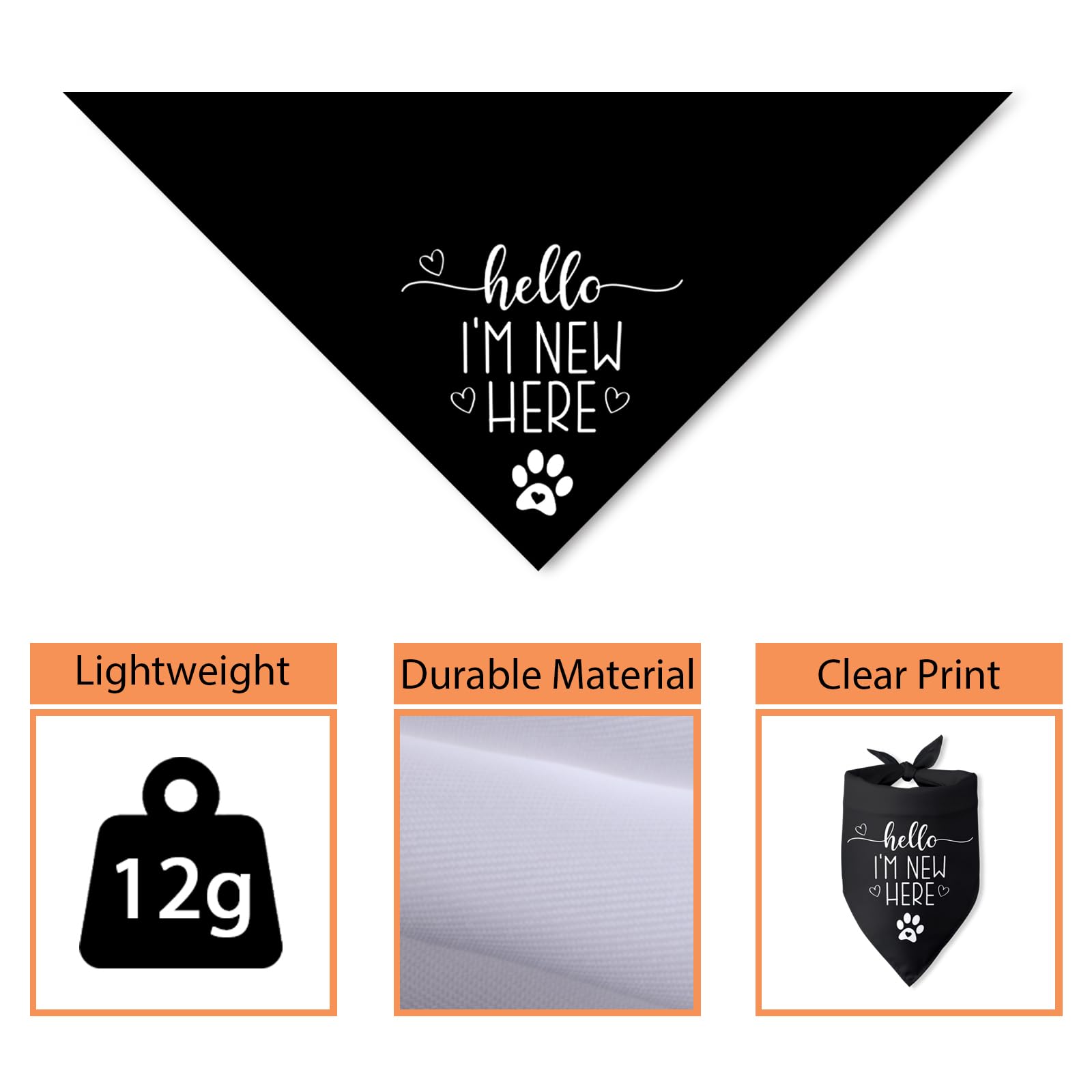 Bandana para perros con texto en inglés «Hello I'm New Here», regalo para nuevos propietarios, bandana para cachorros, regalos para dueños de perros, baberos triangulares, accesorios para perros