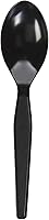 Genuine Joe Heavyweight Black Plastic Spoons, 1000 Count - Durable Disposable Utensils for Parties, Catering & Office Use