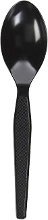 Genuine Joe Heavyweight Black Plastic Spoons, 1000 Count - Durable Disposable Utensils for Parties, Catering & Office Use