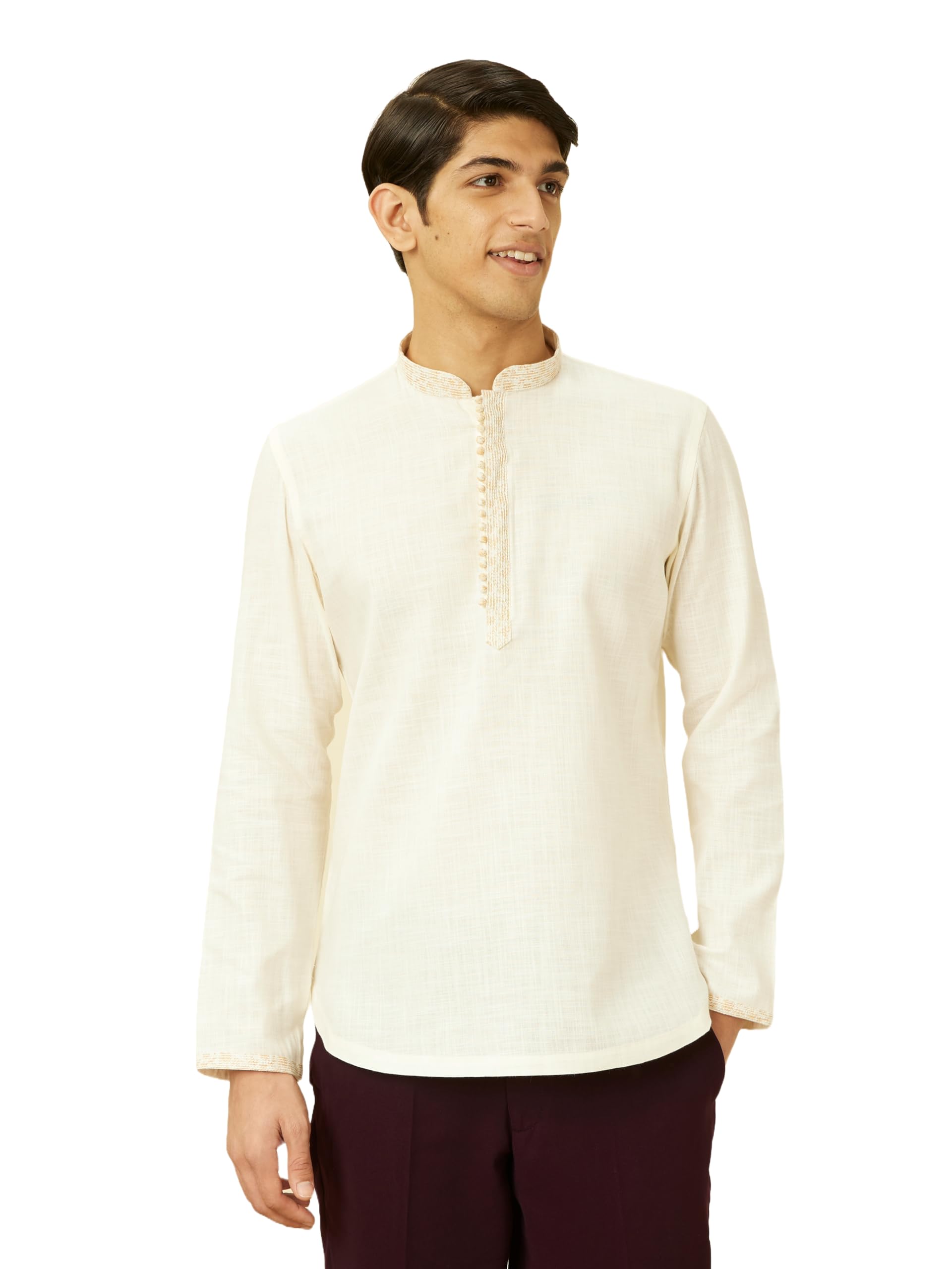 manyavar Men's Cotton Short Kurta (1pc)-picture-17