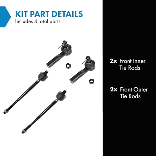 Miniatura 621 de TRQ Juego de varillas de acoplamiento delanteras interiores y exteriores, 4 piezas, compatibles con Chevrolet Cruze 2016-2019 de 16-19 voltios