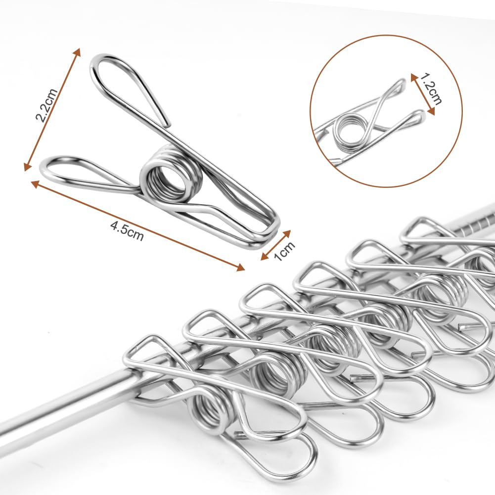 Dreecy Confezione da 30 mollette in metallo resistente per bucato, mollette multiuso in acciaio inox per telo mare, calze, copertura piscina, mollette per asciugare i panni all'aperto