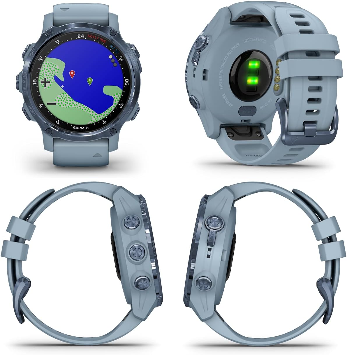 garmin descent mk2s smaller sized watch style dive computer with wearable4u power pack bundle mineral blue with silicone band