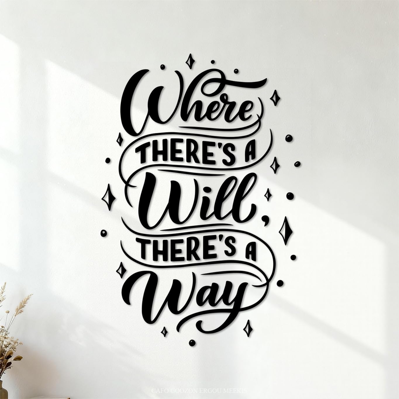 Ergou Stickerdecal-84560 Where Will There Way Poster Lettering Fine Carving Stickers 36X52.8cm Tattoo Culture Black