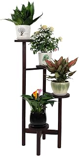 SUTINE Plant Stand Indoor, 4 Tier Pine Wood Plant Stands for Indoor Plants Multiple Flower Pot Holder, Corner Plant Shelf Rack Flower Stand for Balcony Garden Patio Living Room Bedroom Office