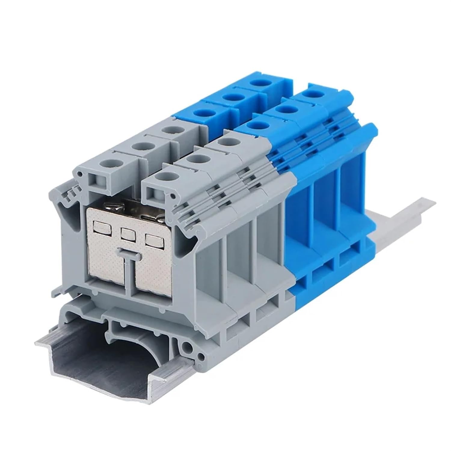 10pcs Type UK16N Din Mount Universal Wiring Conductor Connector 12-4 AWG Thin Modular Screw Terminal Blocks UK-16 N(Blue)
