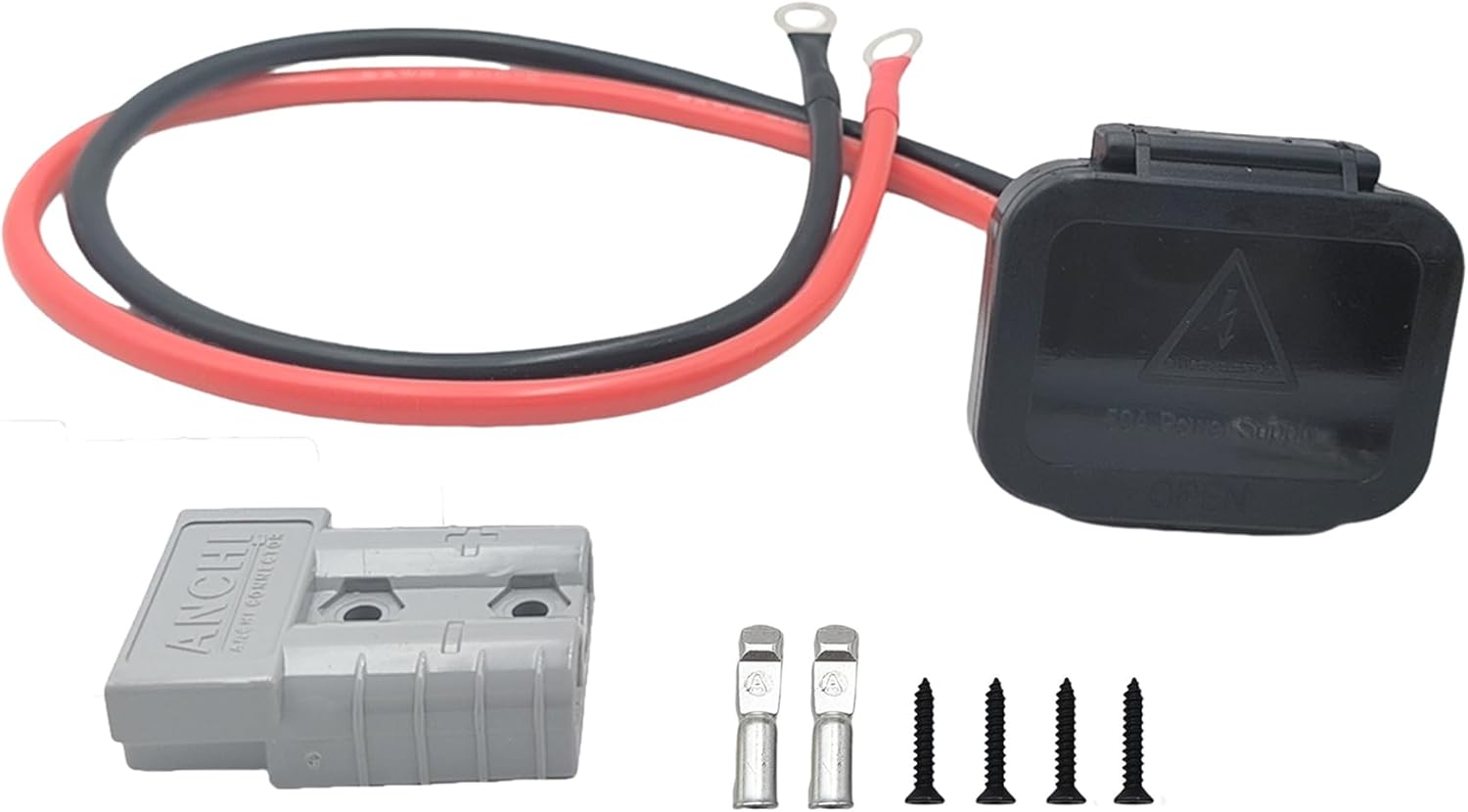 daier 50 Amp Battery Quick Connect/Disconnect Connector,Anderson Connector with 1.64Ft 8AWG Battery Cables and O-Type Terminals for RV Truck Winch