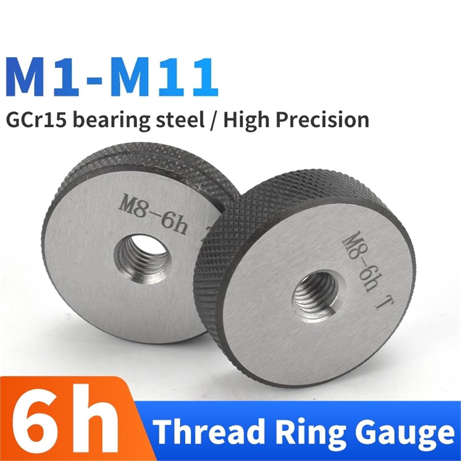 1SET(1*GO+1*NOGO) 6h M1-M11 Standard Metric Fine Tooth Thread Ring Gauge Measure Tool X0.2/0.25/0.3/0.35/0.4/0.45/0.5(M2.2X0.45)