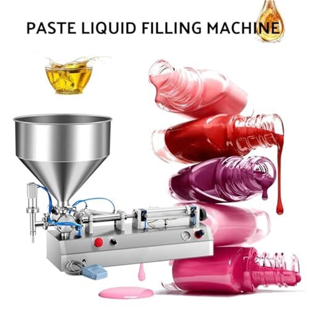 Pneumatic Filling Machine for Liquids and Pastes, Efficient 25 Bottles/Minute, Ideal for Cream and Shampoo Packaging(300ml)