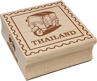 Thailand Travel Tuk-Tuk Vehicle Square Rubber Stamp for Stamping Crafting - 1.75in Medium