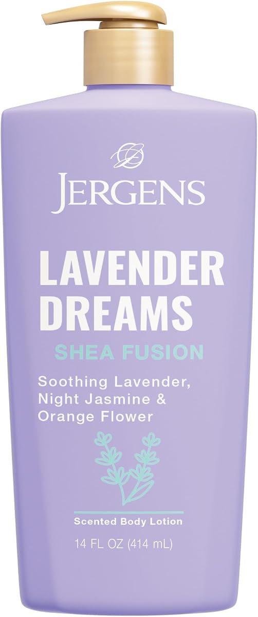 Loción corporal Shea Fusion Lavender Dreams, manteca de karité, 14 onzas líquidas | Hidratante para piel seca, loción corporal perfumada, vitamina E, loción de manteca de karité, aroma de lavanda, hidratación diaria