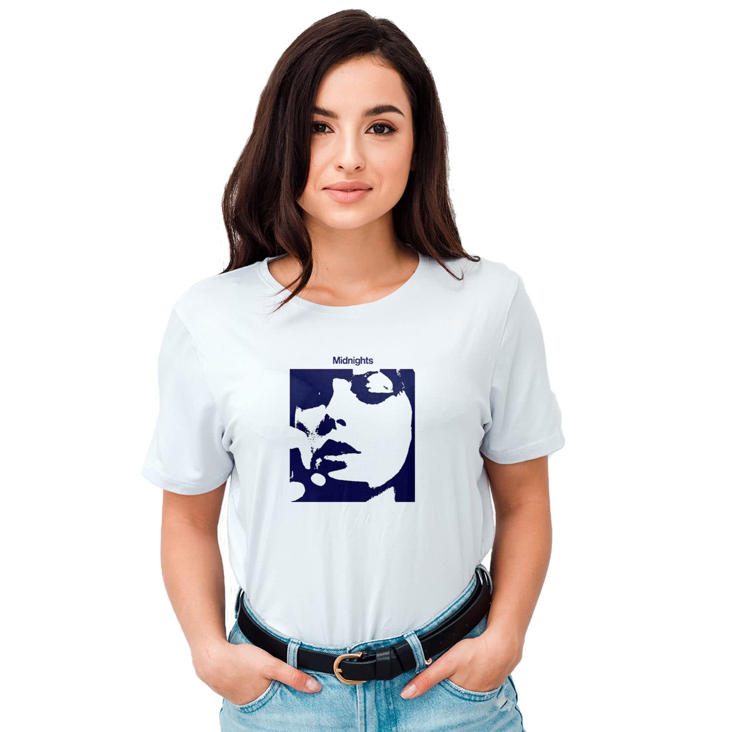 THE PRINT PLATTERMidnight Cotton T-Shirt for Female | Taylor Swift Round Neck White Colour T-Shirt | T-1266