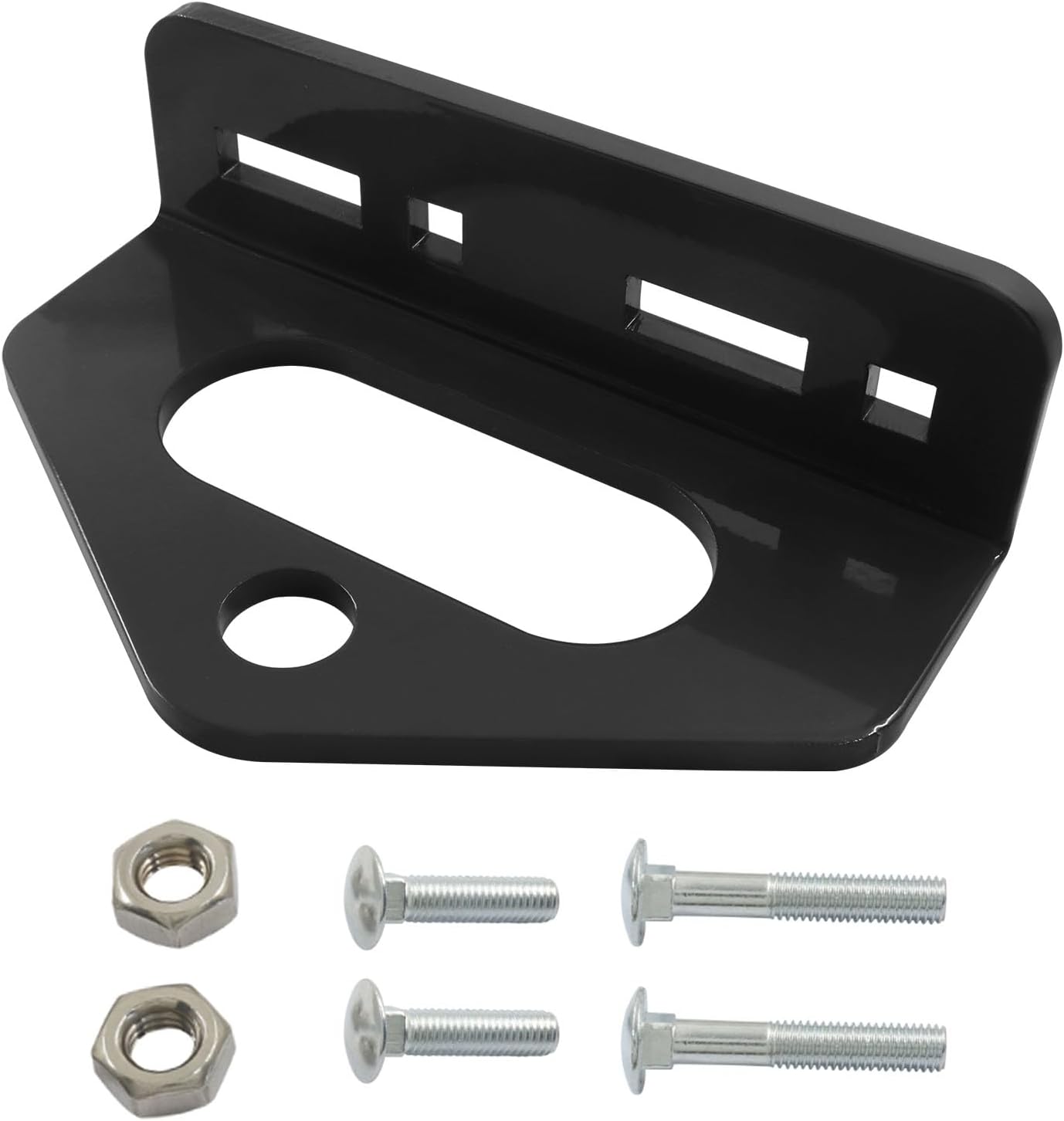 1Pcs Heavy Duty Steel Lawn Mower Hitch 1/4", Golf Cart Hitch Kit with Pin, Universal Black Zero Turn Mower Accessories with 2 Carriage Bolts, Rugged Trailer Tow Hitch for Lawn Tractors