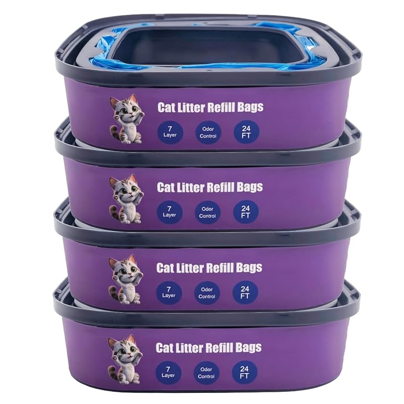 Refil para Caixa de Areia de Gatos Compatível com Genie Cat Standard, Plus e XL+ Azul com Aroma de Baunilha, Pacote com 4