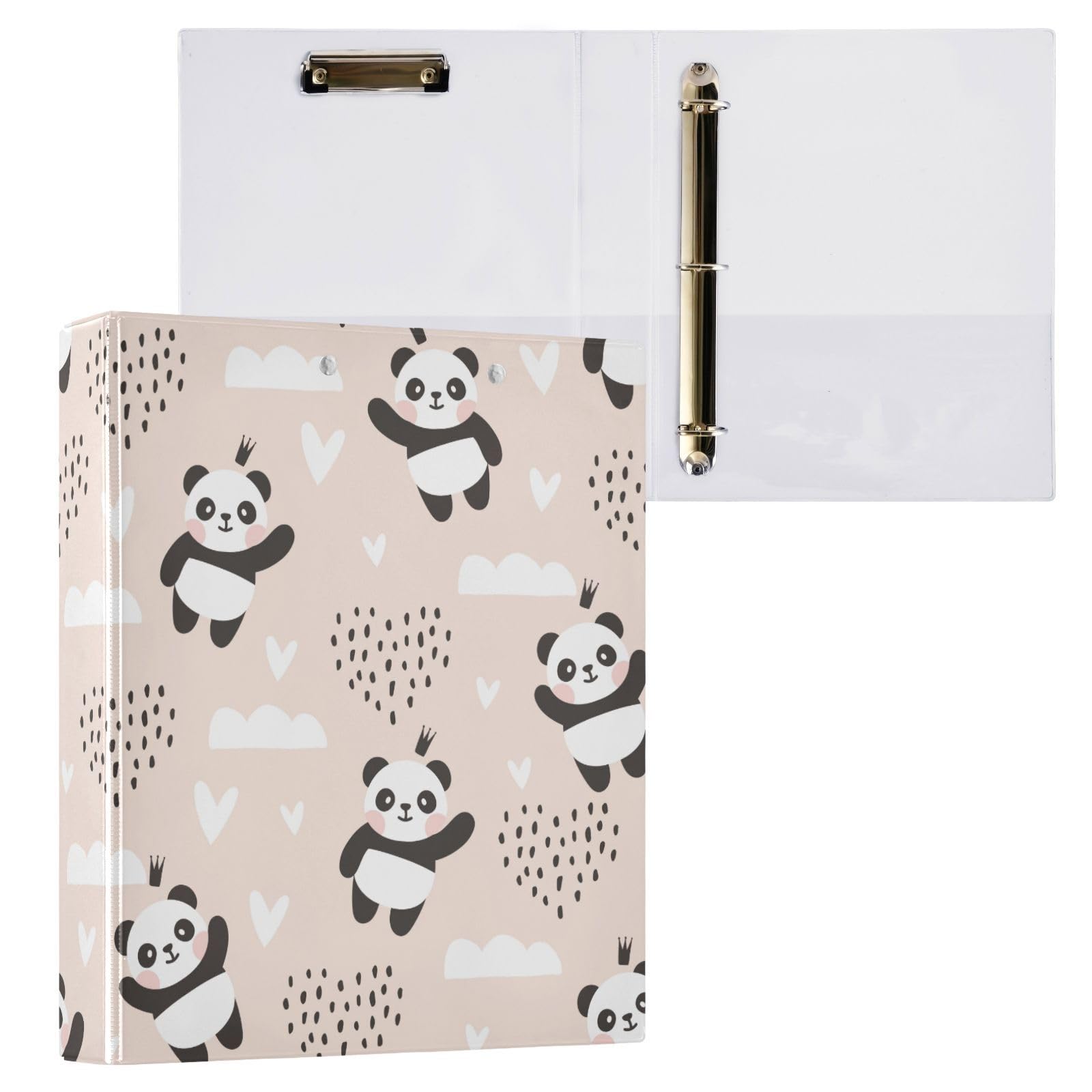Classeur à 3 Anneaux En Forme De Panda Coloré - 3,8 Cm, Poches Transparentes - Pour École, Bureau, Organisation - 7