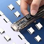 2 Pcs Handheld Reusable Creative Stapler Push Stapler Clips Paper Clamp Dispenser 40 Sheet Capacity with 100 Stainless Steel Refill Binder Clips for Office Document School Supplies