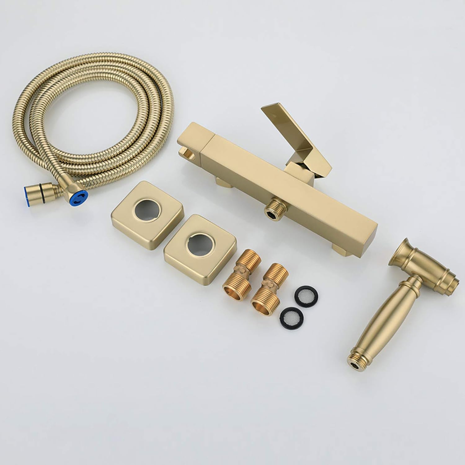 Brushed Gold Handheld Bidet Sprayer for Toilet, Brass Wall Mounted Bathroom Cloth Diaper Sprayer Set with Cold and Hot Water, Toilet Bidet Sprayer Kit for Personal Hygien