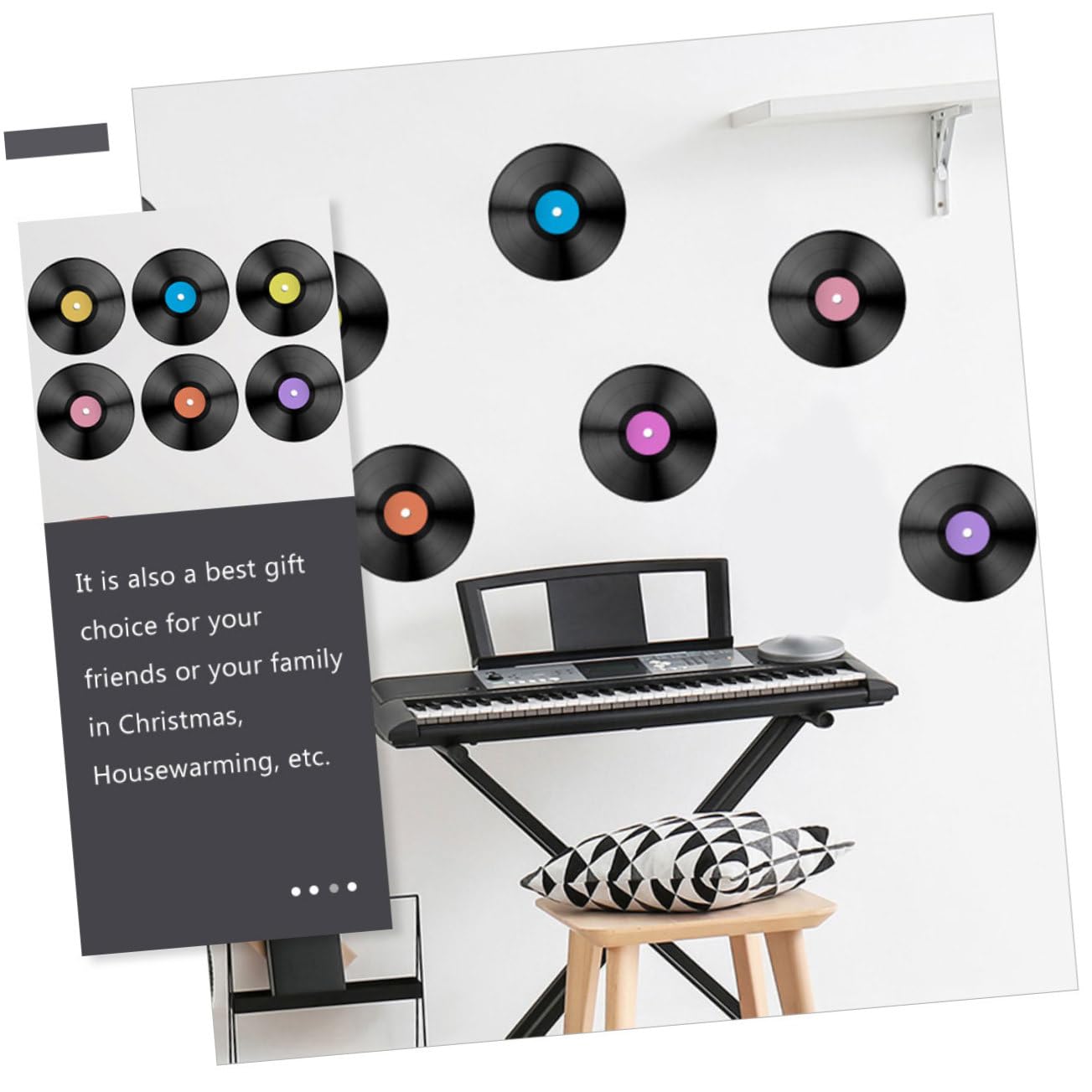 Tofficu 3 Set Adesivo Da Parete Per in Vinile Musica Adesivi Festa Anni '80 Documentazione Coperture Gioia Decorazione Della Parete Cd Decorazione Di Da Parete Estetico Pvc