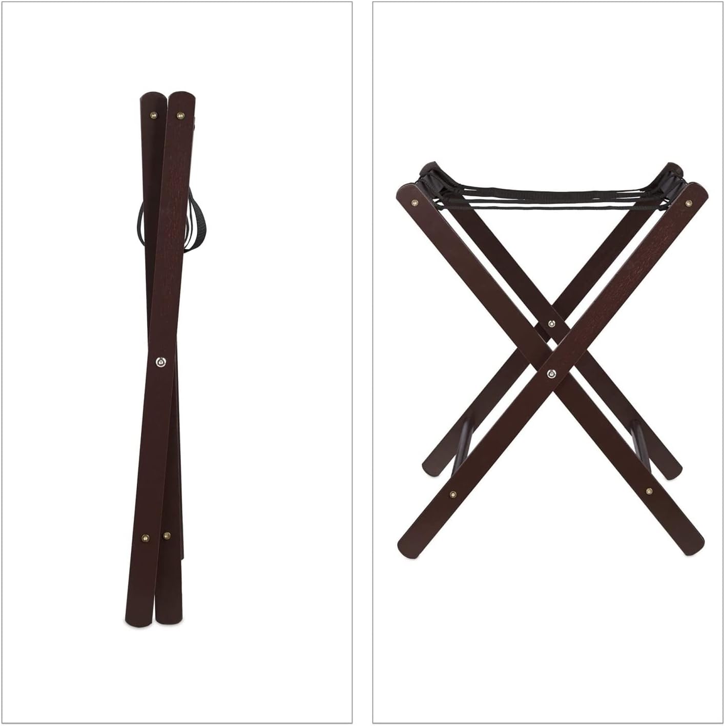 Luggage Rack 2-Pack Guest Room Luggage Rack - Hotel Foldable Luggage Stand, Solid Wood Shoe Changing Stool for Living Room, 2-Tier Storage Rack with Shoe Rack, 2 Colors, 2 Sizes