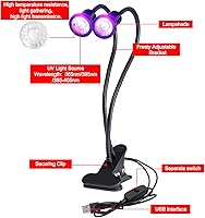 Vista 8 de YXO YUXINOU Accesorio negro con cuello de cisne y abrazadera para curado UV de uñas de gel UV, portátil, doble cabeza, luz negra UV de 5 V, entrada