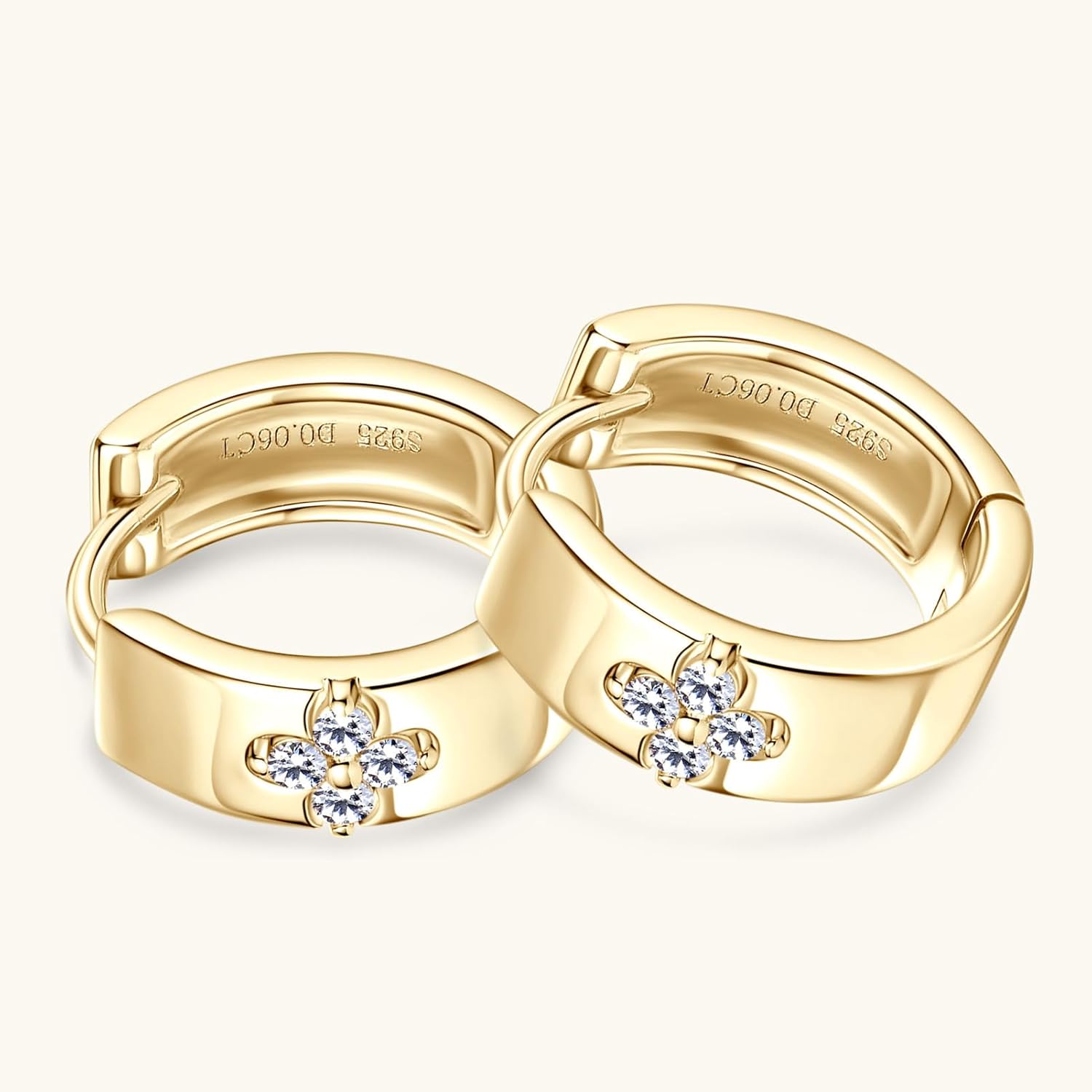 Clover Moissanite Hoop Earrings for Women, D Color VVS1 Clarity 925 Sterling Silver 18K Gold Plated Earrings for Birthday Wedding Holiday Jewelry Gifts - Image 5